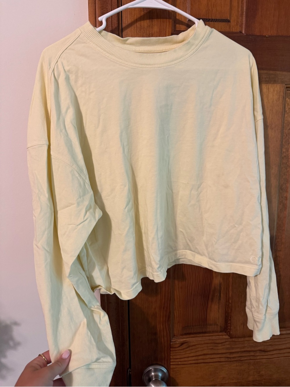 Calvin Klein Pale Yellow Cropped Sweatshirt